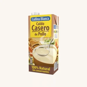 Gallina Blanca natural homemade chicken broth (caldo casero de pollo), tetra brik 1liter