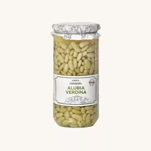 Huerta de Carabaña Alubia verdina (beans), cooked (cocida), from Madrid, jar 660g
