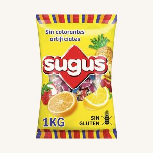 Sugus assortment of chewy soft fruit flavoured candies, extra large bag 1 kg